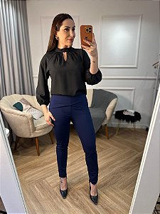Blusa crepe manga longa Leandra