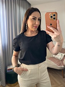 Blusa crepe manga curta Roberta
