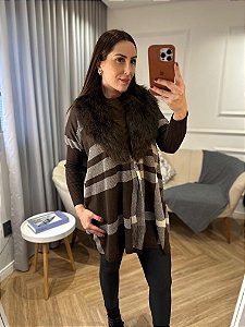 Casaco poncho tricô Renata