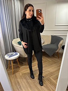 Casaco poncho tricô Renata