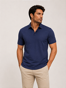 Camisa polo masculina em algodão com elastano