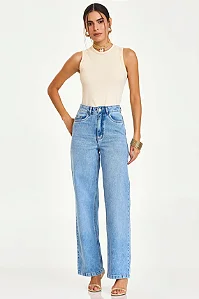 Calça jeans reta alta Jade