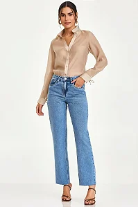 Calça jeans reta media Olive