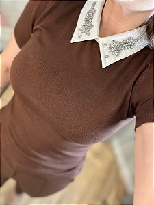 Blusa modal gola strass