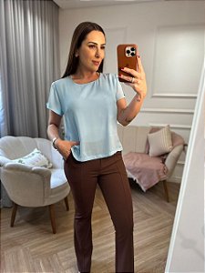 Blusa crepe manga transpassada