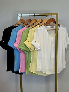 Blusa crepe manga curta Ivy