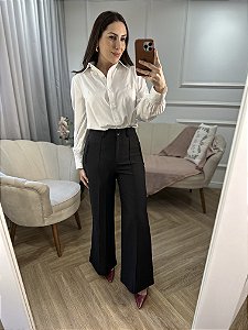 Calça alfaiataria pantalona c/ cinto