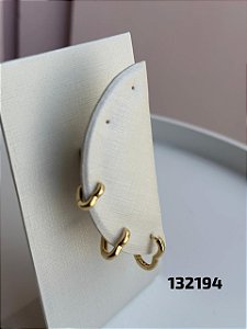 Brinco trio argola coração liso dourado