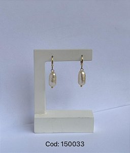 Brinco argola pérola dourado