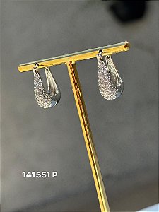 Brinco argola micro zircônia branco P