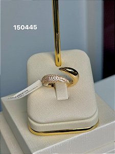 Anel micro zircônia dourado regulável