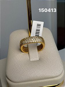 Anel aparador micro zircônia dourado