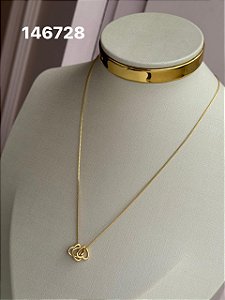 Colar corações entrelaçados lisos dourado