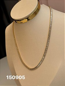 Colar rivera baguete cristais dourado