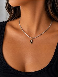 Choker riviera letra A bicolor