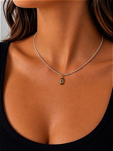 Choker riviera letra D bicolor