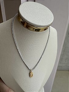 Choker rivera letra D bicolor