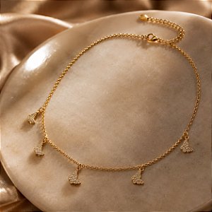 Choker borboletas micro zircônia dourado
