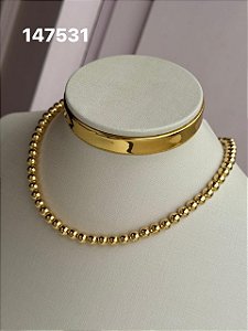 Chocker bolas lisas dourado