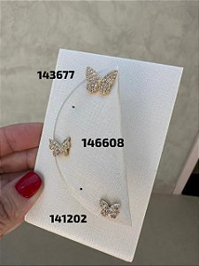 Brinco borboleta micro zircônia dourado G