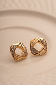 Brinco micro zircônia dourado