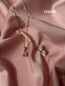 Conjunto ponto de luz cristal dourado