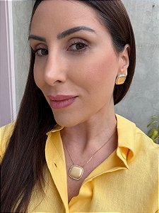 Conjunto quadrado micro zircônia dourado