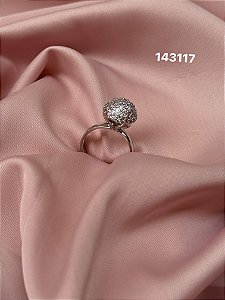 Anel bola micro zircônia branco 18
