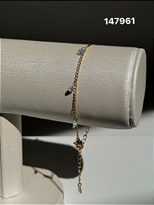 Pulseira corações cristais dourado