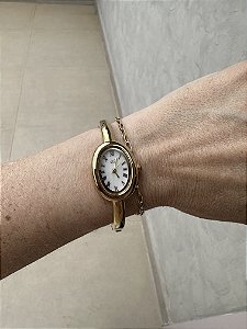 Bracelete relógio dourado