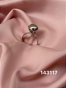 Anel bola branco liso 18