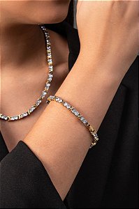 Pulseira x cristais bicolor