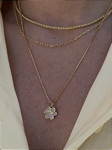 Colar pata pet dourada