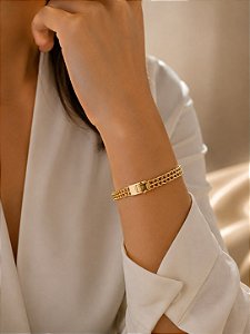 Pulseira elos lisos dourado