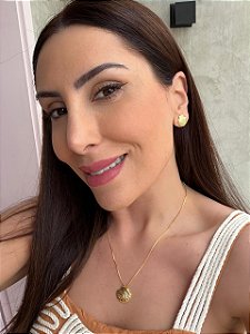 Conjunto concha liso dourado