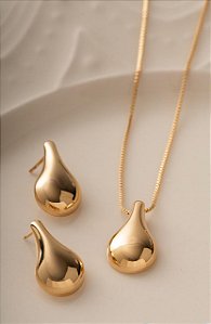 Conjunto gota lisa dourado