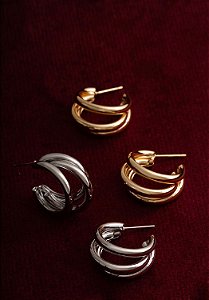 Brinco argola tripla lisa branco