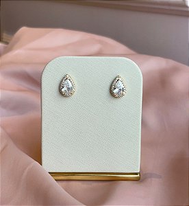 Brinco gota cravejado dourado cristal