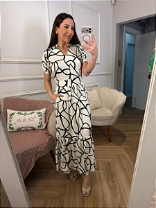 Vestido longo com manga bufante