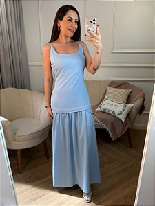 Vestido linho alça fina Josy