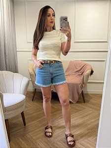 Shorts jeans mom com cinto Simone