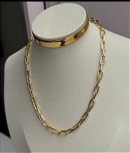 Colar elos lisos dourado