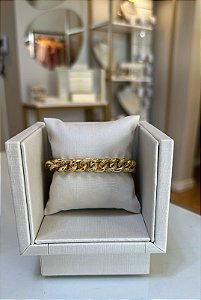 Pulseira elos micro zircônia dourado