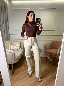 Calça wide leg de linho Marcela