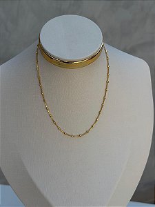 Choker bolinhas dourado