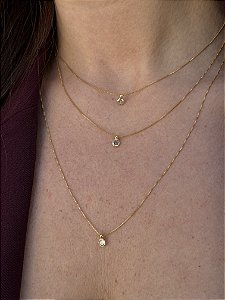 Colar trio ponto de luz dourado