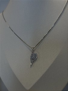 Colar raquete micro zircônia branco