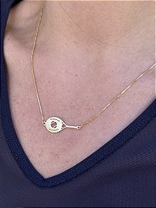 Colar raquete lisa dourado