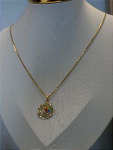 Colar inf. menina coração esmal.