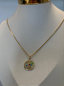 Colar infantil menino coração esmaltada